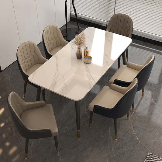 Juego de mesa de comedor blanca brillante 1/5/7 piezas de comedor glamoroso para cocina