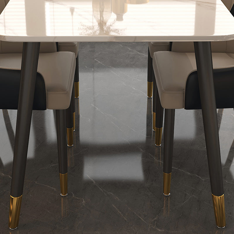 Glossy White Dining Table Set 1/5/7 Pieces Glam Dinette Set for Kitchen Clearhalo 'Dining Room Sets' 'Dining Tables & Seating' 'dining_room_set' 'furn' 'furn_dining_room_set' 'Furniture' 'Kitchen & Dining Furniture' 6986280