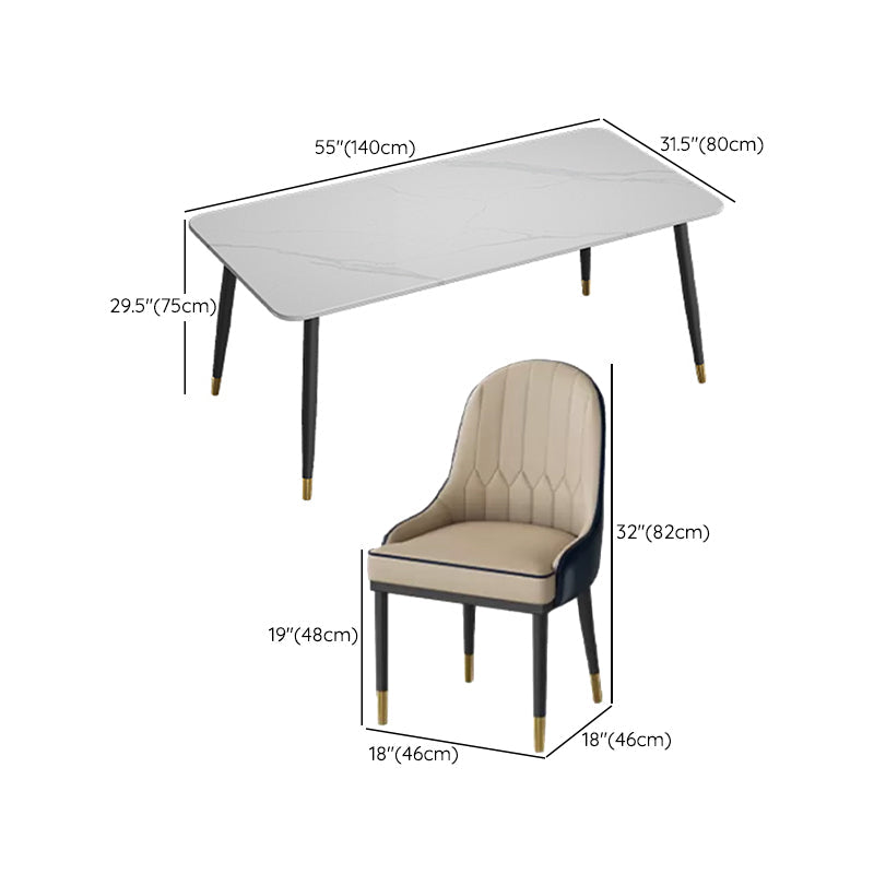 Glossy White Dining Table Set 1/5/7 Pieces Glam Dinette Set for Kitchen Clearhalo 'Dining Room Sets' 'Dining Tables & Seating' 'dining_room_set' 'furn' 'furn_dining_room_set' 'Furniture' 'Kitchen & Dining Furniture' 6986281