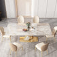 Juego de mesa de comedor de piedra gris brillante 1/4/5/7 PCS Glam Dinette Juego con sillas de cuero