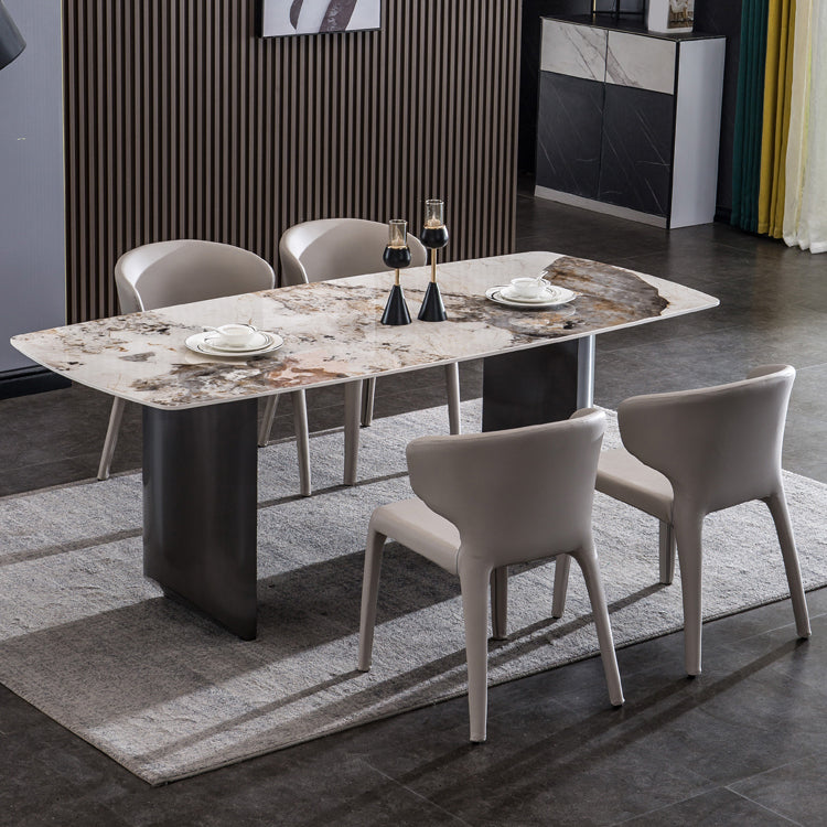 Ensemble de table de salle de bain en pierre beige 1/4/5/7 PCS Glam Style Dining Set