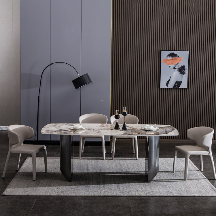 Ensemble de table de salle de bain en pierre beige 1/4/5/7 PCS Glam Style Dining Set