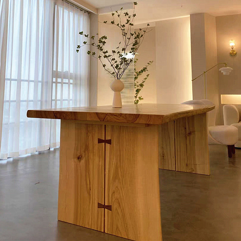 Dining Room Dinner Kitchen Table Solid Wood Double Pedestal Dining Table Clearhalo 'Dining Tables & Seating' 'Dining Tables' 'dining_table' 'furn' 'furn_dining_table' 'Furniture' 'Kitchen & Dining Furniture' 6986387