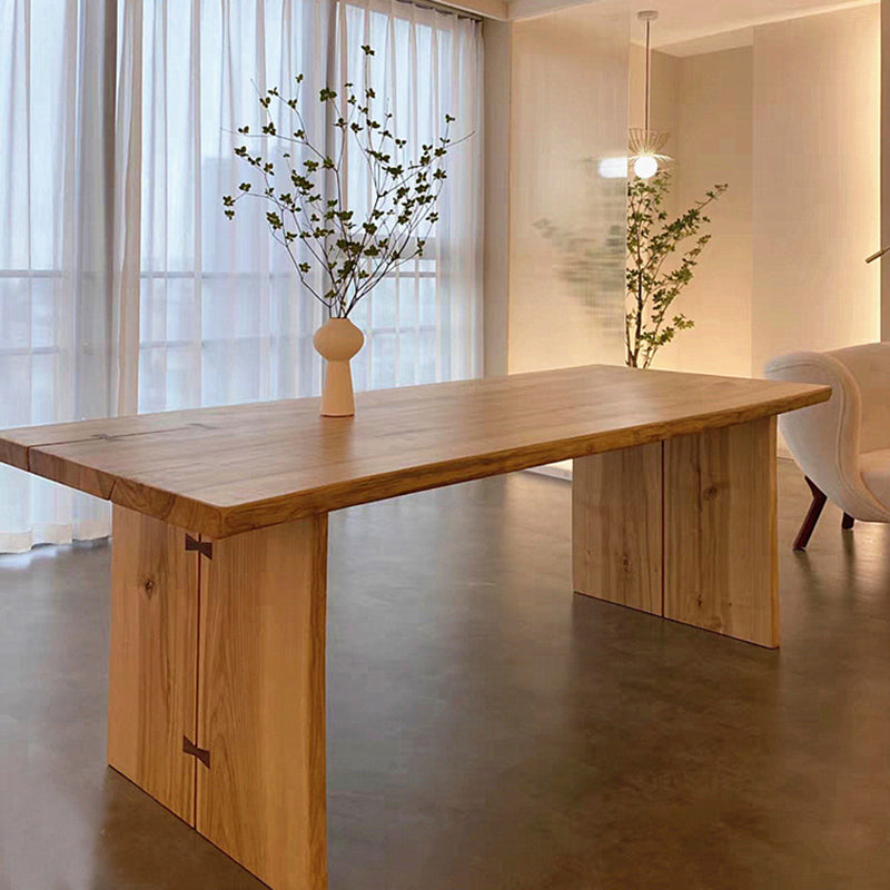 Dining Room Dinner Kitchen Table Solid Wood Double Pedestal Dining Table Clearhalo 'Dining Tables & Seating' 'Dining Tables' 'dining_table' 'furn' 'furn_dining_table' 'Furniture' 'Kitchen & Dining Furniture' 6986388