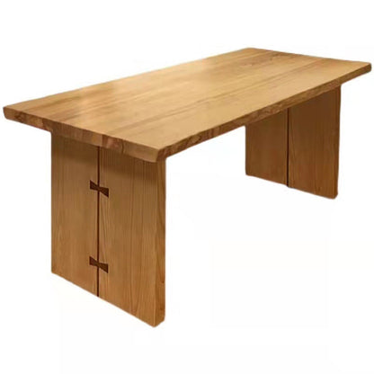 Dining Room Dinner Kitchen Table Solid Wood Double Pedestal Dining Table Without Chairs Clearhalo 'Dining Tables & Seating' 'Dining Tables' 'dining_table' 'furn' 'furn_dining_table' 'Furniture' 'Kitchen & Dining Furniture' 6986389