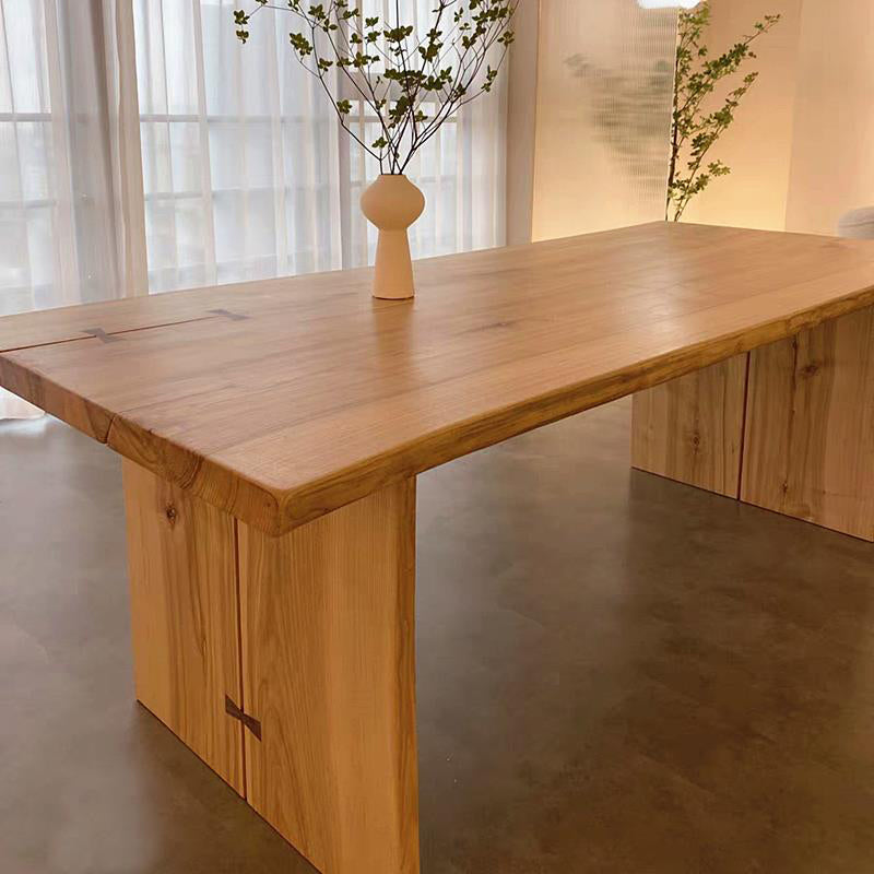 Dining Room Dinner Kitchen Table Solid Wood Double Pedestal Dining Table Clearhalo 'Dining Tables & Seating' 'Dining Tables' 'dining_table' 'furn' 'furn_dining_table' 'Furniture' 'Kitchen & Dining Furniture' 6986390