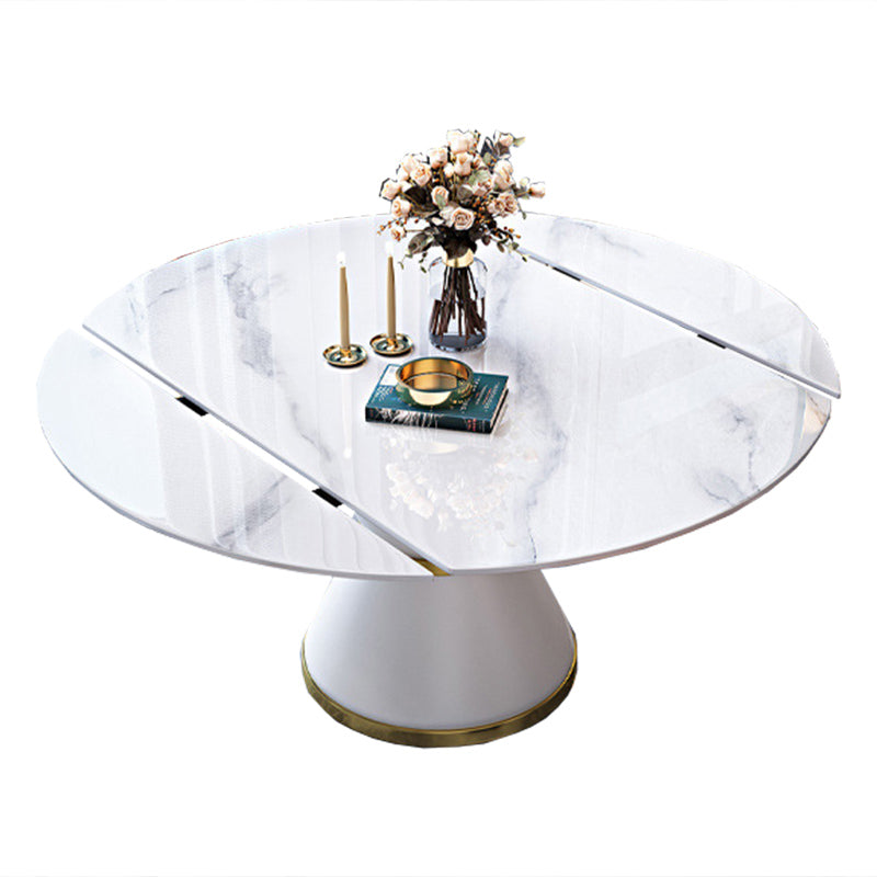Sintered Stone Top Room Table Pedestal Dining Table for Kitchen White Without Chairs Clearhalo 'Dining Tables & Seating' 'Dining Tables' 'dining_table' 'furn' 'furn_dining_table' 'Furniture' 'Kitchen & Dining Furniture' 6986417