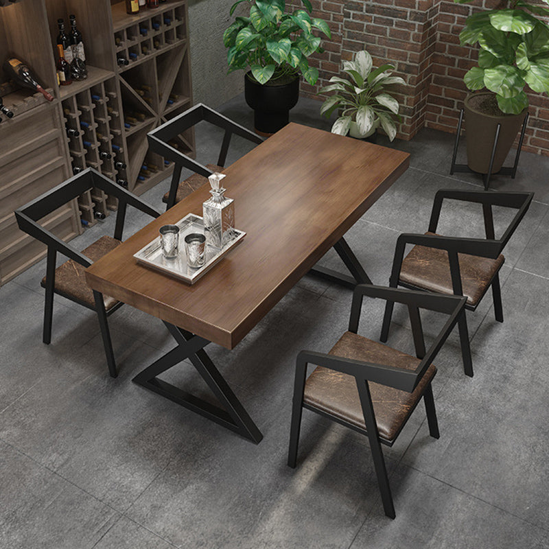 Industrial Dinner Room Dining Table Pine Solid Wood Rectangle Dining Table