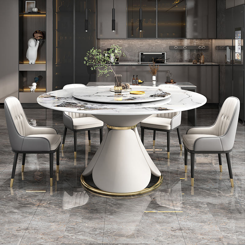Round Sintered Stone Dining Table Convertible Dining Table for Kitchen Clearhalo 'Dining Tables & Seating' 'Dining Tables' 'dining_table' 'furn' 'furn_dining_table' 'Furniture' 'Kitchen & Dining Furniture' 6986488