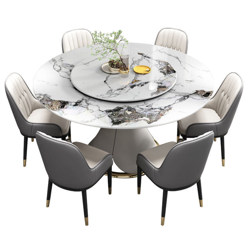 Round Sintered Stone Dining Table Convertible Dining Table for Kitchen Clearhalo 'Dining Tables & Seating' 'Dining Tables' 'dining_table' 'furn' 'furn_dining_table' 'Furniture' 'Kitchen & Dining Furniture' 6986494