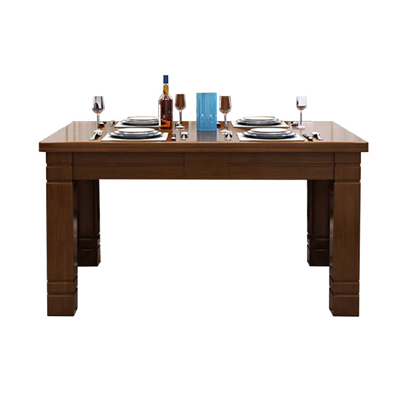 Salle à manger Table de cuisine Table de salle à manger rectangulaire en bois d'hévéa
