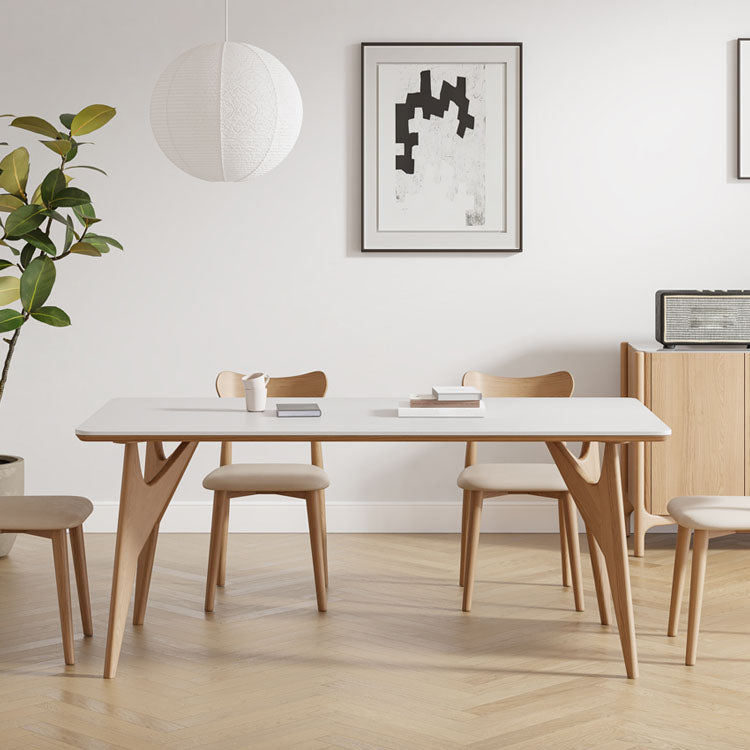 White Stone Top Dining Table Glam Style 4 Legs Dining Table for Dining Room Clearhalo 'Dining Tables & Seating' 'Dining Tables' 'dining_table' 'furn' 'furn_dining_table' 'Furniture' 'Kitchen & Dining Furniture' 6986530
