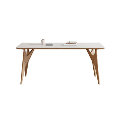 White Stone Top Dining Table Glam Style 4 Legs Dining Table for Dining Room Without Chairs Clearhalo 'Dining Tables & Seating' 'Dining Tables' 'dining_table' 'furn' 'furn_dining_table' 'Furniture' 'Kitchen & Dining Furniture' 6986531