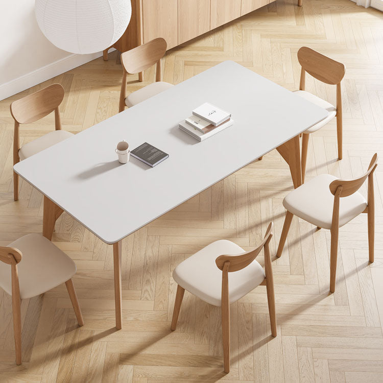 White Stone Top Dining Table Glam Style 4 Legs Dining Table for Dining Room Clearhalo 'Dining Tables & Seating' 'Dining Tables' 'dining_table' 'furn' 'furn_dining_table' 'Furniture' 'Kitchen & Dining Furniture' 6986532