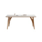 White Stone Top Dining Table Glam Style 4 Legs Dining Table for Dining Room Clearhalo 'Dining Tables & Seating' 'Dining Tables' 'dining_table' 'furn' 'furn_dining_table' 'Furniture' 'Kitchen & Dining Furniture' 6986535