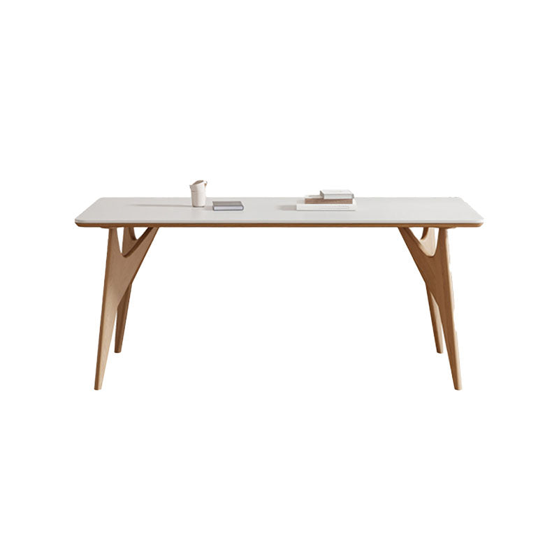 White Stone Top Dining Table Glam Style 4 Legs Dining Table for Dining Room Clearhalo 'Dining Tables & Seating' 'Dining Tables' 'dining_table' 'furn' 'furn_dining_table' 'Furniture' 'Kitchen & Dining Furniture' 6986535