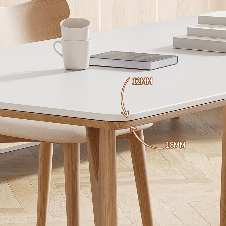 White Stone Top Dining Table Glam Style 4 Legs Dining Table for Dining Room Clearhalo 'Dining Tables & Seating' 'Dining Tables' 'dining_table' 'furn' 'furn_dining_table' 'Furniture' 'Kitchen & Dining Furniture' 6986537