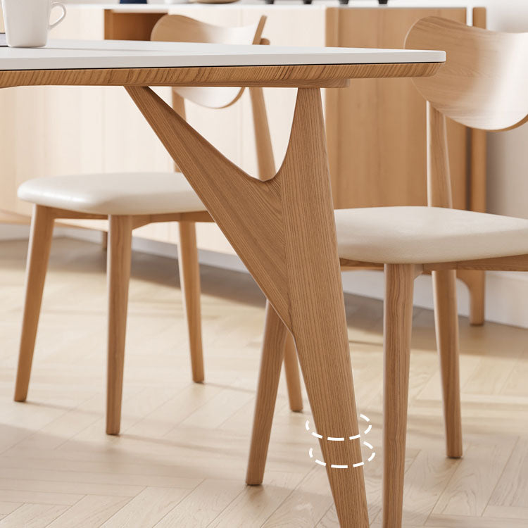 White Stone Top Dining Table Glam Style 4 Legs Dining Table for Dining Room Clearhalo 'Dining Tables & Seating' 'Dining Tables' 'dining_table' 'furn' 'furn_dining_table' 'Furniture' 'Kitchen & Dining Furniture' 6986538