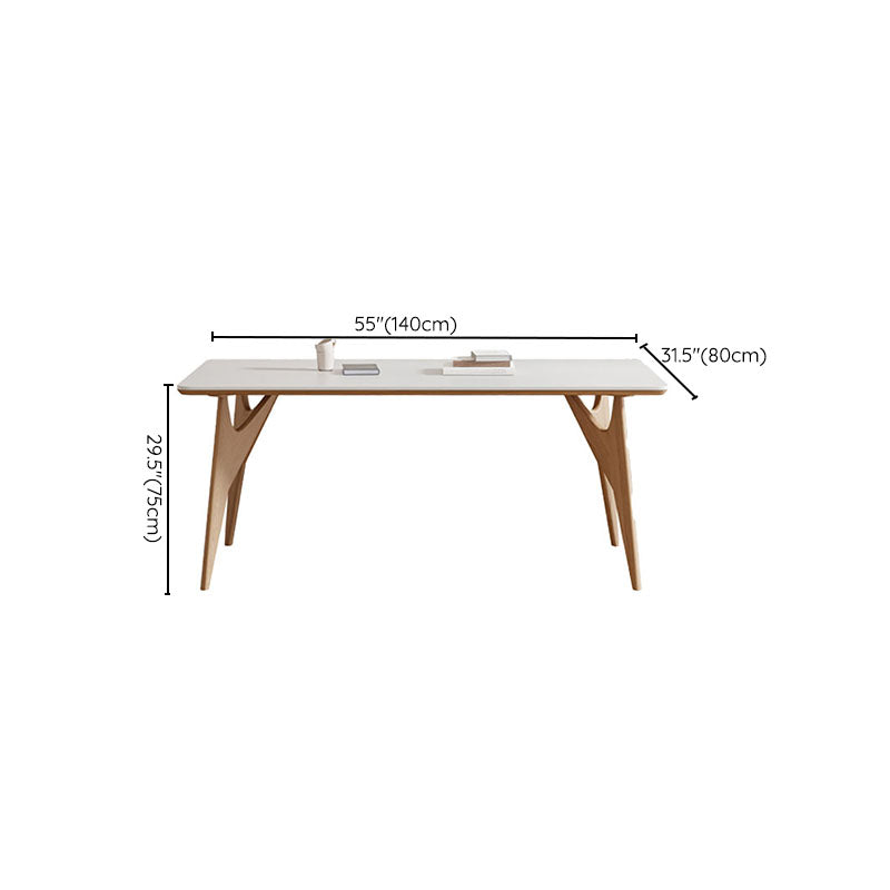 White Stone Top Dining Table Glam Style 4 Legs Dining Table for Dining Room Clearhalo 'Dining Tables & Seating' 'Dining Tables' 'dining_table' 'furn' 'furn_dining_table' 'Furniture' 'Kitchen & Dining Furniture' 6986540