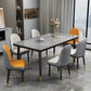 Mesa de comedor rectangular estilo Glam, mesa de comedor con tapa de piedra para comedor