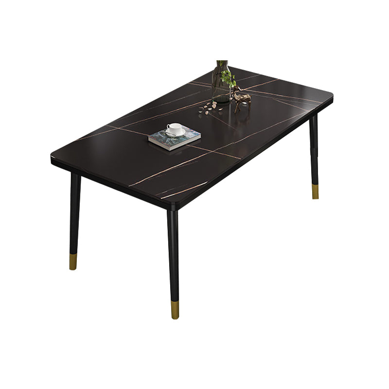 Mesa de comedor rectangular estilo Glam, mesa de comedor con tapa de piedra para comedor