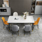 Mesa de comedor rectangular estilo Glam, mesa de comedor con tapa de piedra para comedor