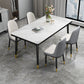 Mesa de comedor rectangular estilo Glam, mesa de comedor con tapa de piedra para comedor