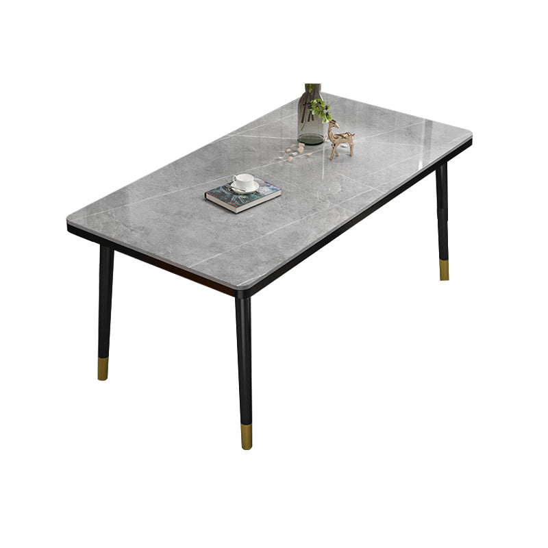 Mesa de comedor rectangular estilo Glam, mesa de comedor con tapa de piedra para comedor
