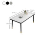 Mesa de comedor rectangular estilo Glam, mesa de comedor con tapa de piedra para comedor