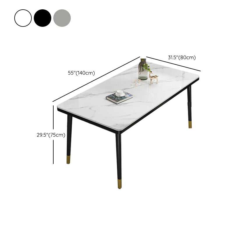 Mesa de comedor rectangular estilo Glam, mesa de comedor con tapa de piedra para comedor