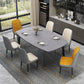 Mesa de comedor rectangular estilo Glam, mesa de comedor con tapa de piedra y 4 patas