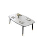 Mesa de comedor rectangular estilo Glam, mesa de comedor con tapa de piedra y 4 patas