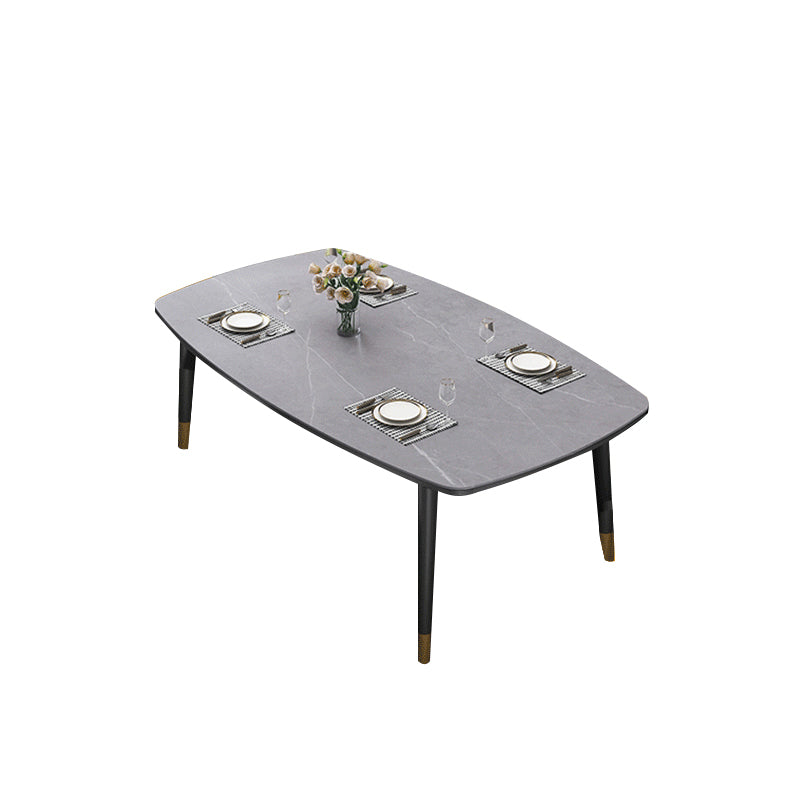 Mesa de comedor rectangular estilo Glam, mesa de comedor con tapa de piedra y 4 patas