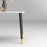 Mesa de comedor rectangular estilo Glam, mesa de comedor con tapa de piedra y 4 patas
