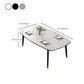 Mesa de comedor rectangular estilo Glam, mesa de comedor con tapa de piedra y 4 patas