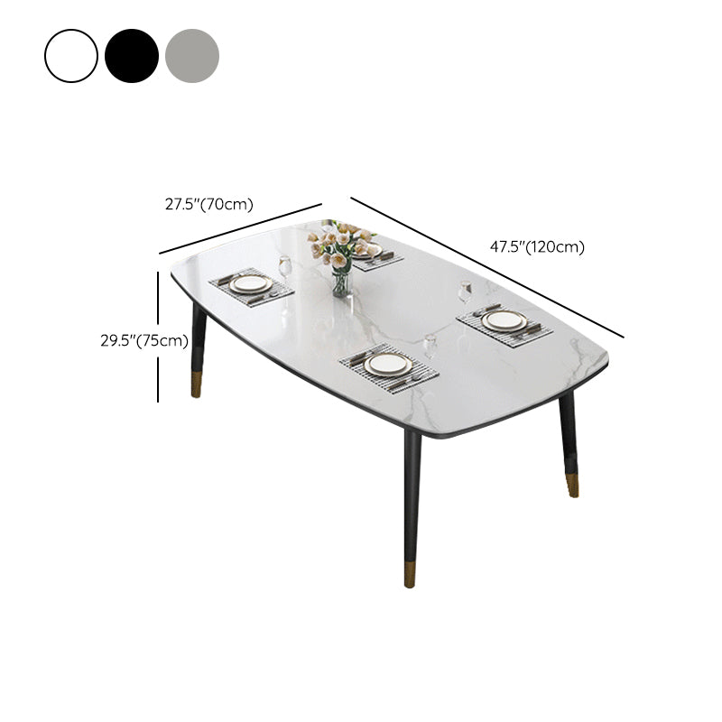 Mesa de comedor rectangular estilo Glam, mesa de comedor con tapa de piedra y 4 patas