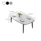 Mesa de comedor rectangular estilo Glam, mesa de comedor con tapa de piedra y 4 patas