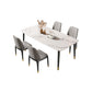 Mesa de comedor rectangular con tapa de piedra, mesa de comedor de cocina estilo Glam con patas negras