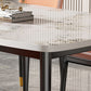 Mesa de comedor rectangular con tapa de piedra, mesa de comedor de cocina estilo Glam con patas negras