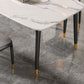 Mesa de comedor rectangular con tapa de piedra, mesa de comedor de cocina estilo Glam con patas negras