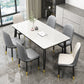 Rectangle Stone Top Dining Table Glam Style Kitchen Dining Table with Metal Legs