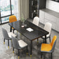 Rectangle Stone Top Dining Table Glam Style Kitchen Dining Table with Metal Legs