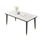 Rectangle Stone Top Dining Table Glam Style Kitchen Dining Table with Metal Legs