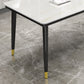 Rectangle Stone Top Dining Table Glam Style Kitchen Dining Table with Metal Legs