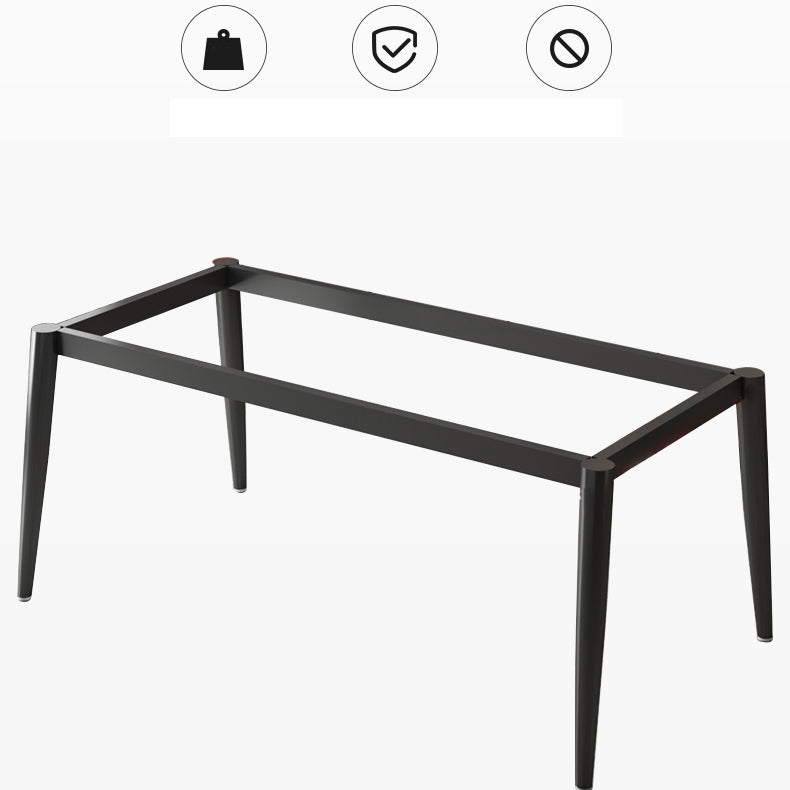 Rectangle Stone Top Dining Table Glam Style Kitchen Dining Table with Metal Legs