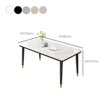 Rectangle Stone Top Dining Table Glam Style Kitchen Dining Table with Metal Legs