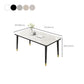 Rectangle Stone Top Dining Table Glam Style Kitchen Dining Table with Metal Legs