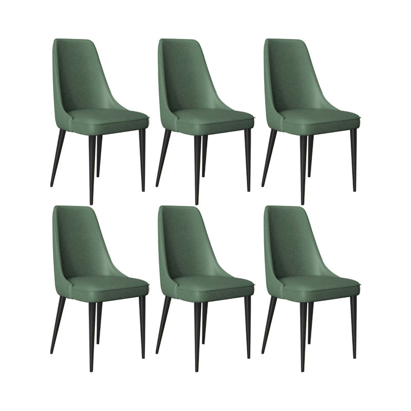 Faux Leather Side Chair Glam Parsons Dining Chair with Gold Legs Blackish Green 6 Piece Set Black Clearhalo 'Dining Chairs' 'Dining Tables & Seating' 'dining_chair' 'furn' 'furn_dining_chair' 'Furniture' 'Kitchen & Dining Furniture' 6986684