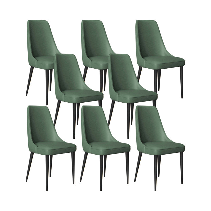 Faux Leather Side Chair Glam Parsons Dining Chair with Gold Legs Blackish Green 8 Piece Set Black Clearhalo 'Dining Chairs' 'Dining Tables & Seating' 'dining_chair' 'furn' 'furn_dining_chair' 'Furniture' 'Kitchen & Dining Furniture' 6986686