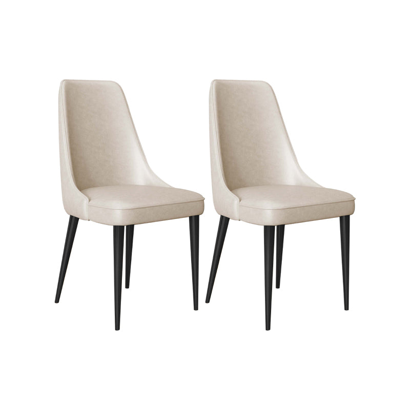 Faux Leather Side Chair Glam Parsons Dining Chair with Gold Legs Off-White 2 Piece Set Black Clearhalo 'Dining Chairs' 'Dining Tables & Seating' 'dining_chair' 'furn' 'furn_dining_chair' 'Furniture' 'Kitchen & Dining Furniture' 6986690